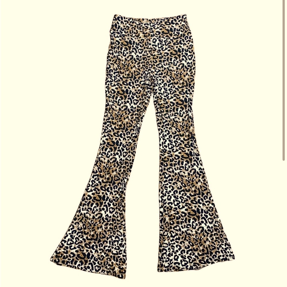 Leopard print flared bell bottom pants